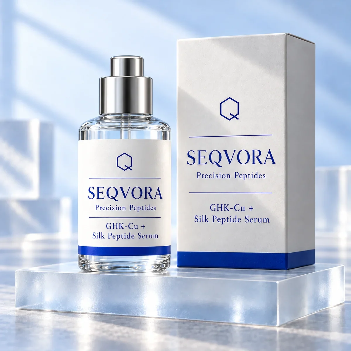 SEQVORA packaging concept: GHK-Cu + Silk Peptide Serum