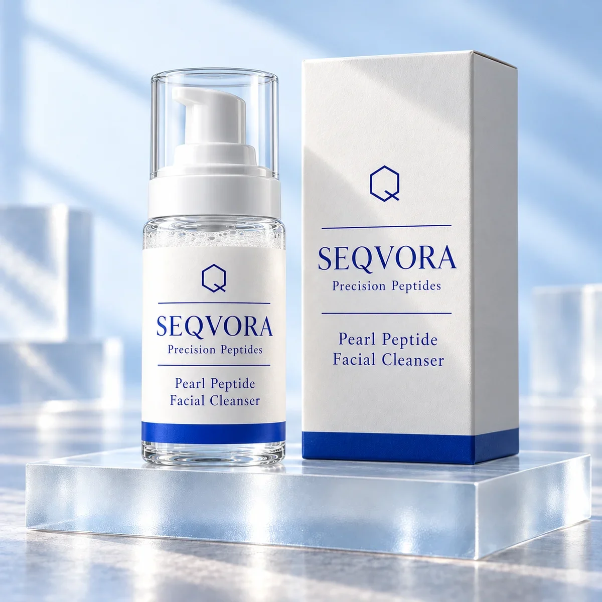 SEQVORA packaging concept: Pearl Peptide Facial Cleanser