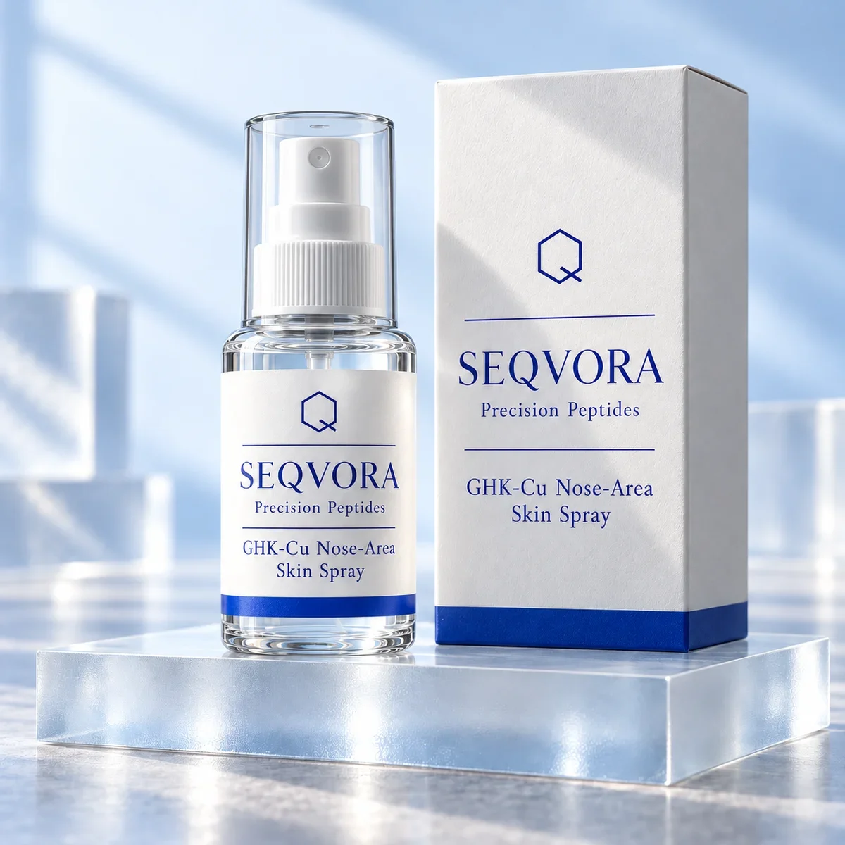 SEQVORA packaging concept: GHK-Cu Nose-Area Skin Spray